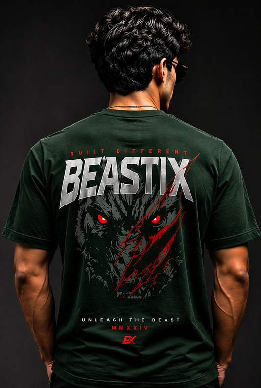 Beastix “Unleash The Beast” Premium Oversized Gym T-Shirt .
